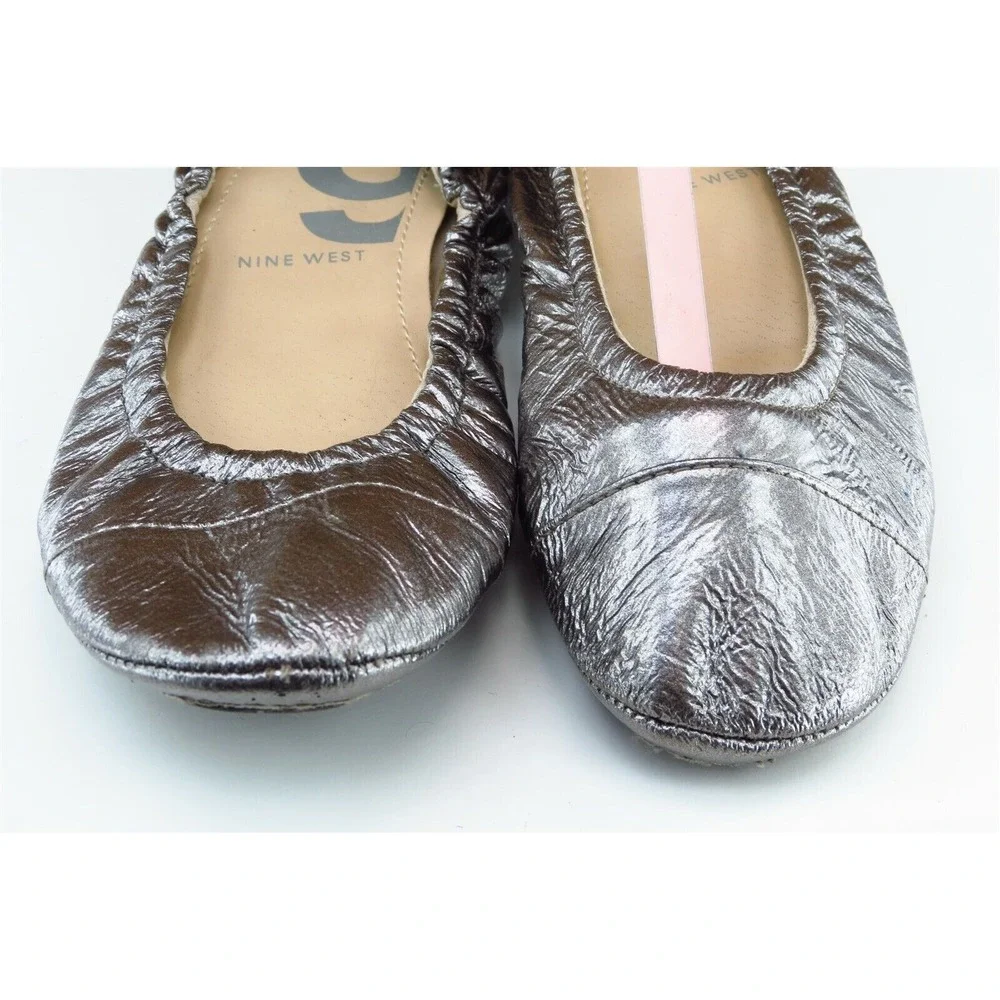 Nine West Youth‎ Girls Shoes Size 3.5 M Silver Ballet Synthetic